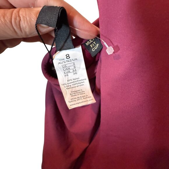 Niptuck Maroon One-Piece Swimsuit With Mesh Detail & Open Back size 4 - Picture 5 of 6